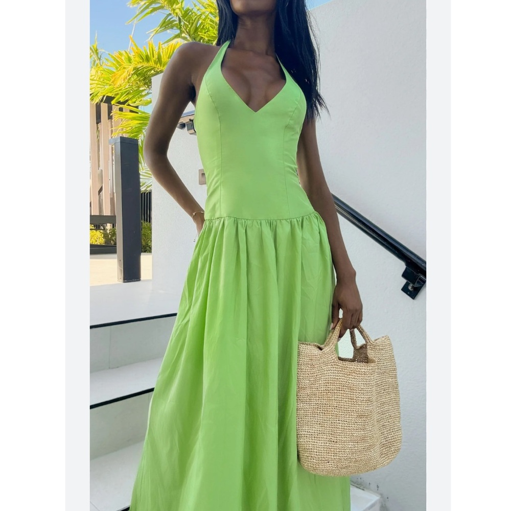 Show Me Your MuMu Lime Green Halter Maxi Dress - Picture 7 of 14